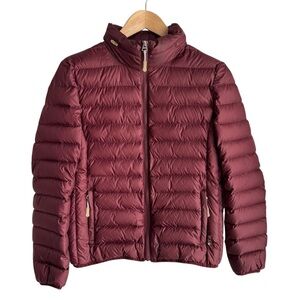 Tumi PAX Packable Lightweight Down Puffer Jacket Womens S Maroon Travel Pillow